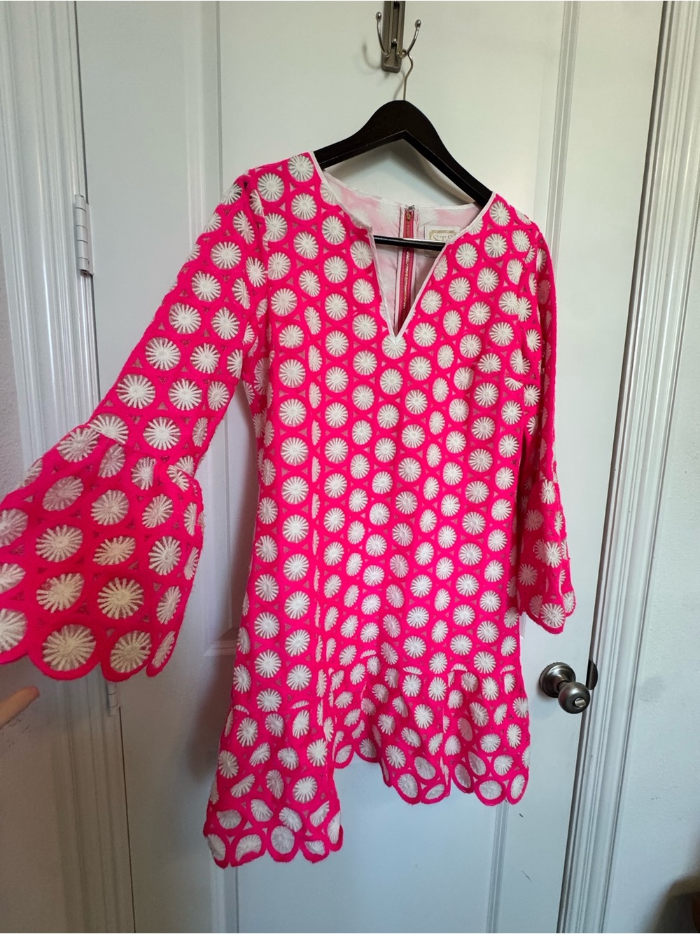 Sail to Sable Bright Pink Daisy Cutout Shift Dress